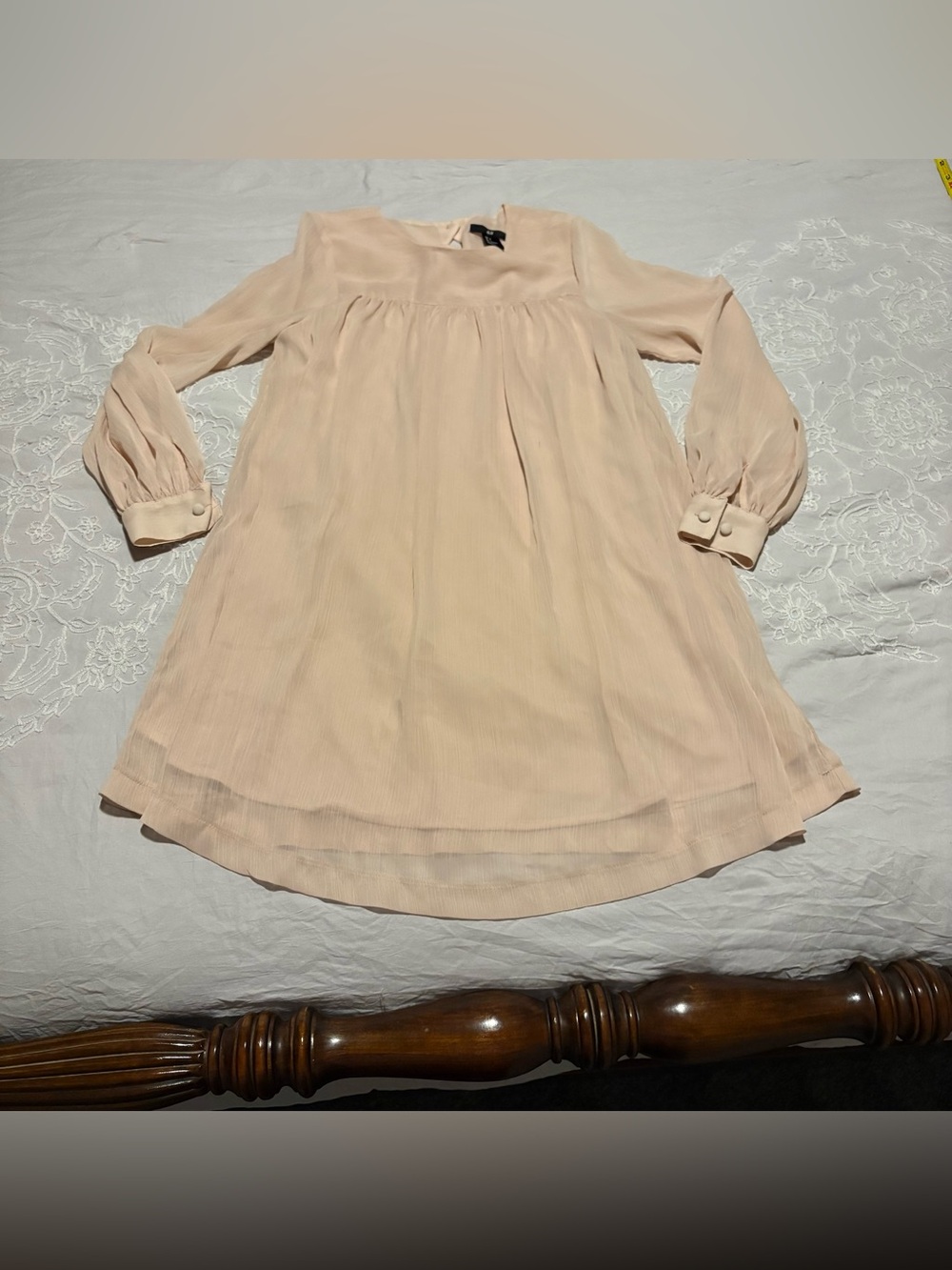 H&M Soft Blush Long-Sleeve Pleated Shift Dress